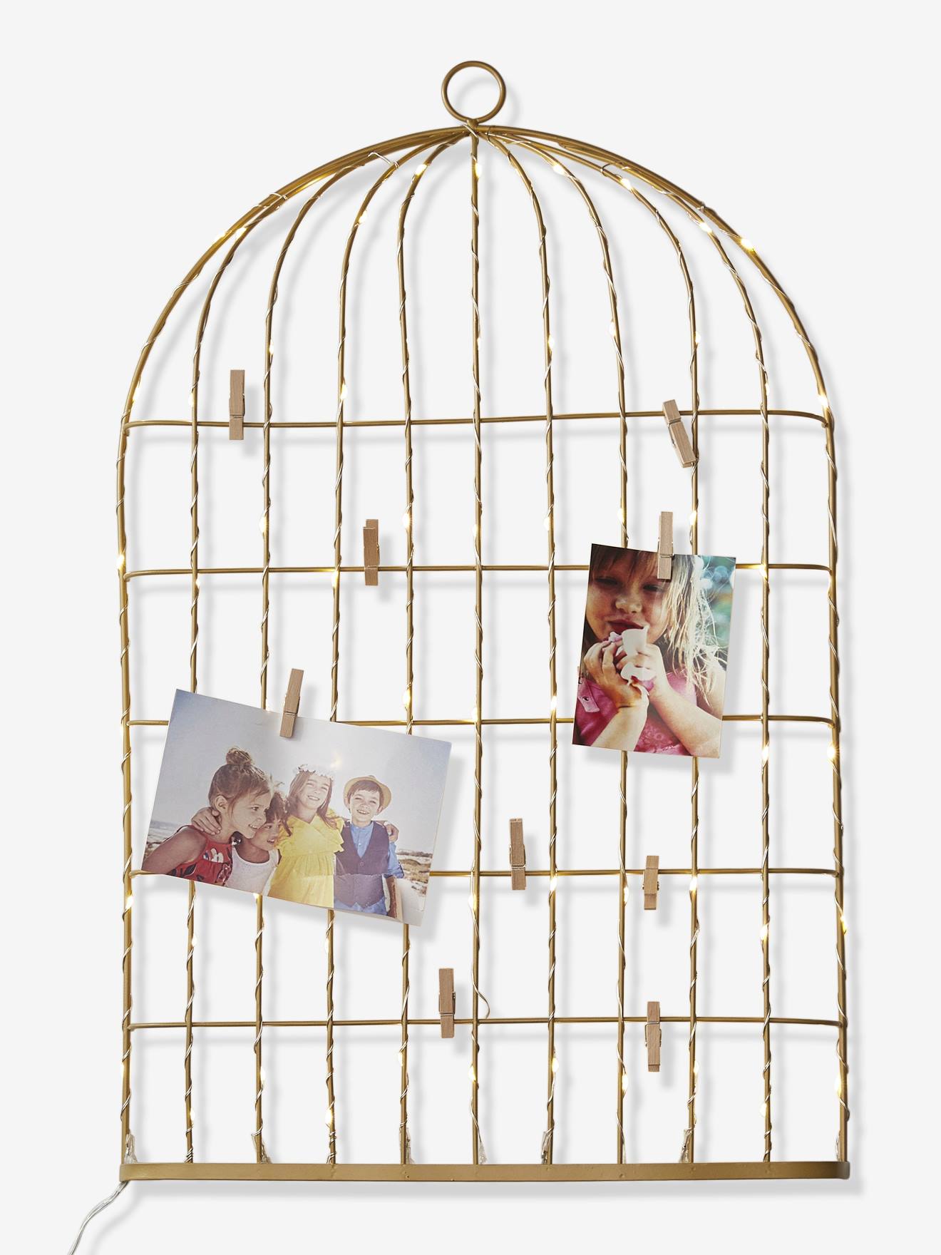 Vertbaudet Kinderzimmer Memoboard mit Licht VOGELBAUER - gold