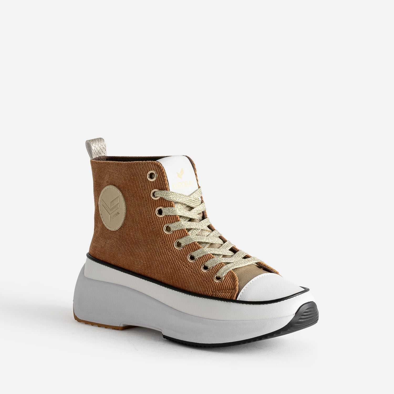 Basket KAPORAL camel velours à plateforme
