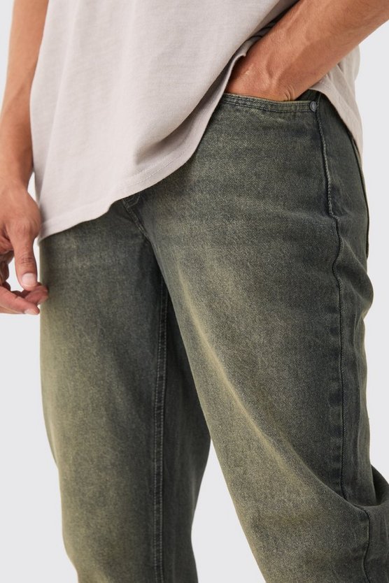 Graue Jeans mit geradem Bein