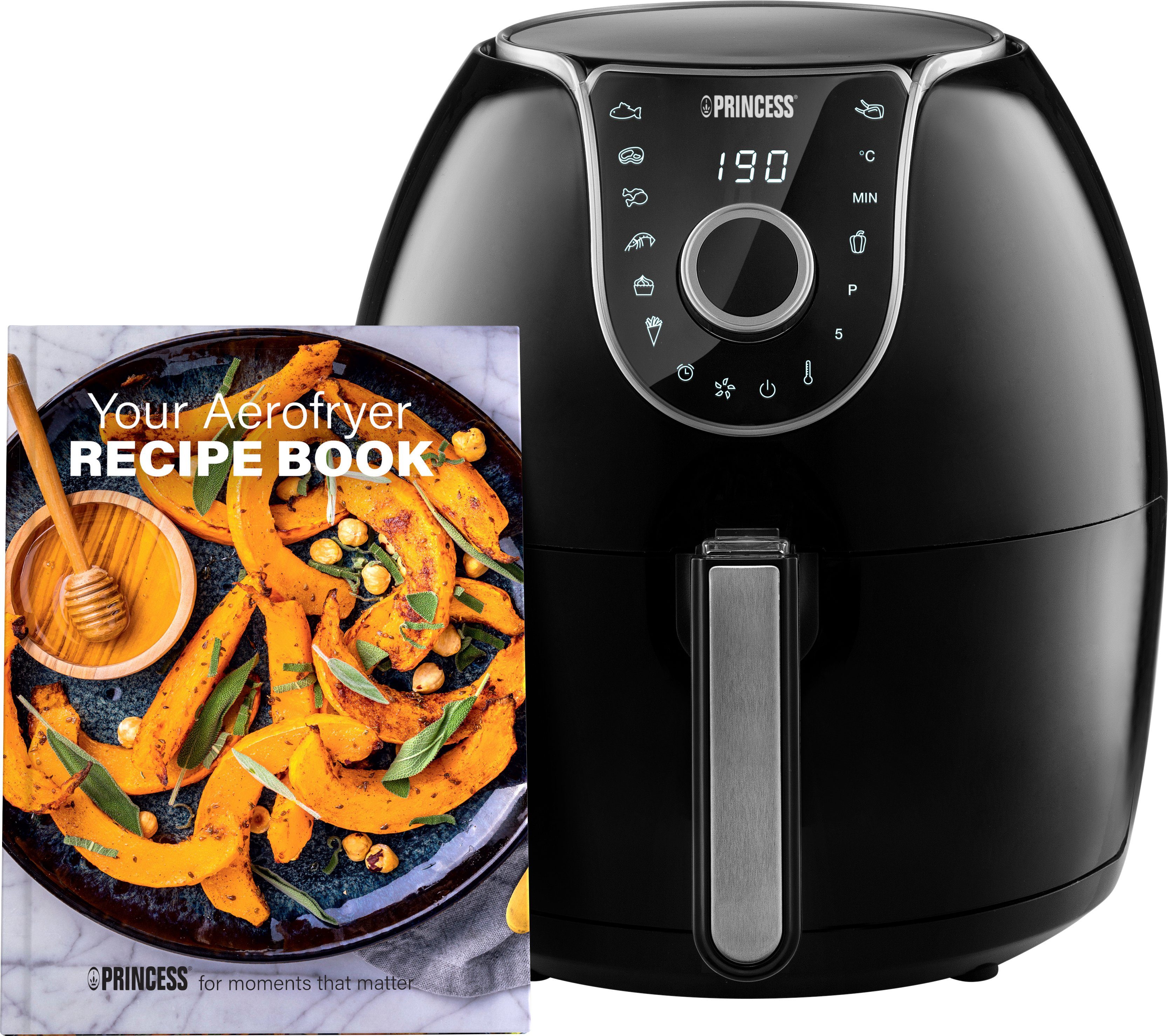 PRINCESS Heißluftfritteuse XXL 182055, 1700 W, digitales Display mit 8 Programmen, 5,2L