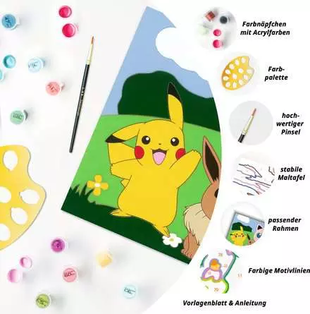CreArt Pokémon Abenteuer - Malen nach Zahlen für Kinder ab 7 Jahren