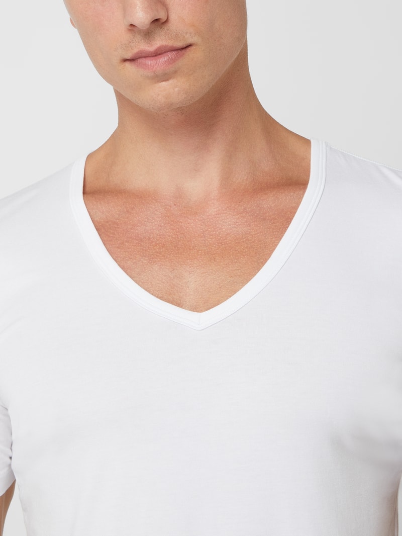 T-Shirt mit Stretch-Anteil im 2er-Pack in weiß