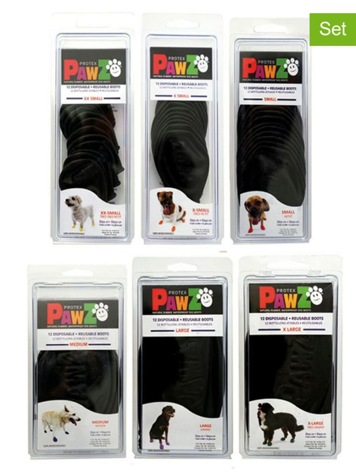 Pawz 12er-Set: Hundeschuhe XS in Schwarz günstig kaufen onesize