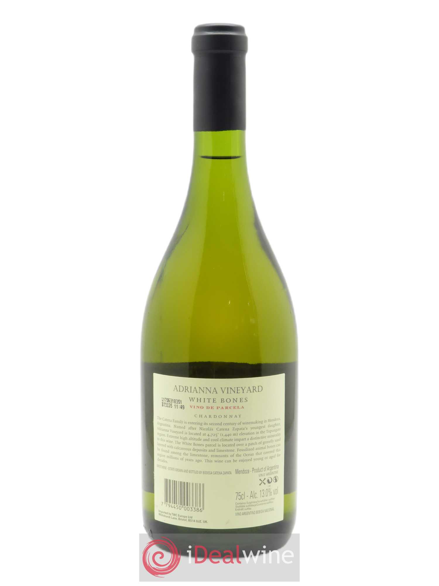 Mendoza Adrianna Vineyard White Bones Catena Zapata  2015 - Lot de 1 Bouteille