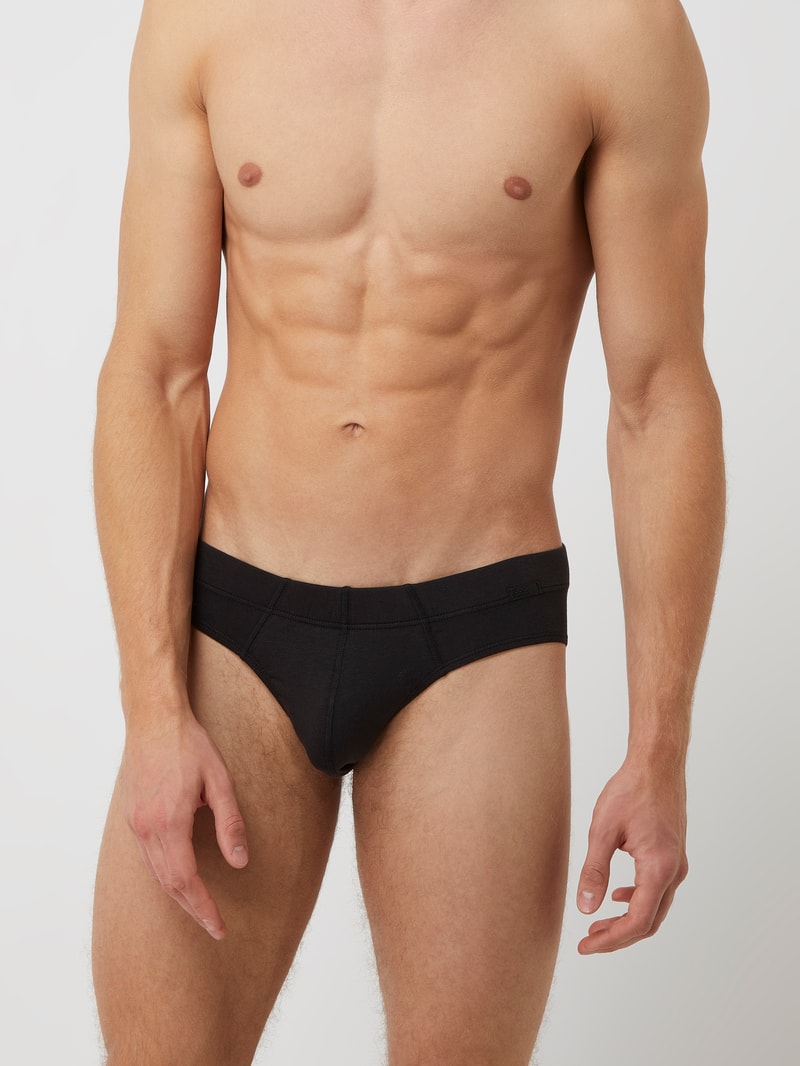 Slip mit Stretch-Anteil im 3er-Pack in schwarz