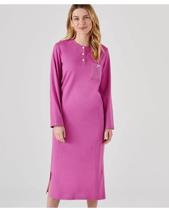 Chemise de nuit manches longues, maille jersey