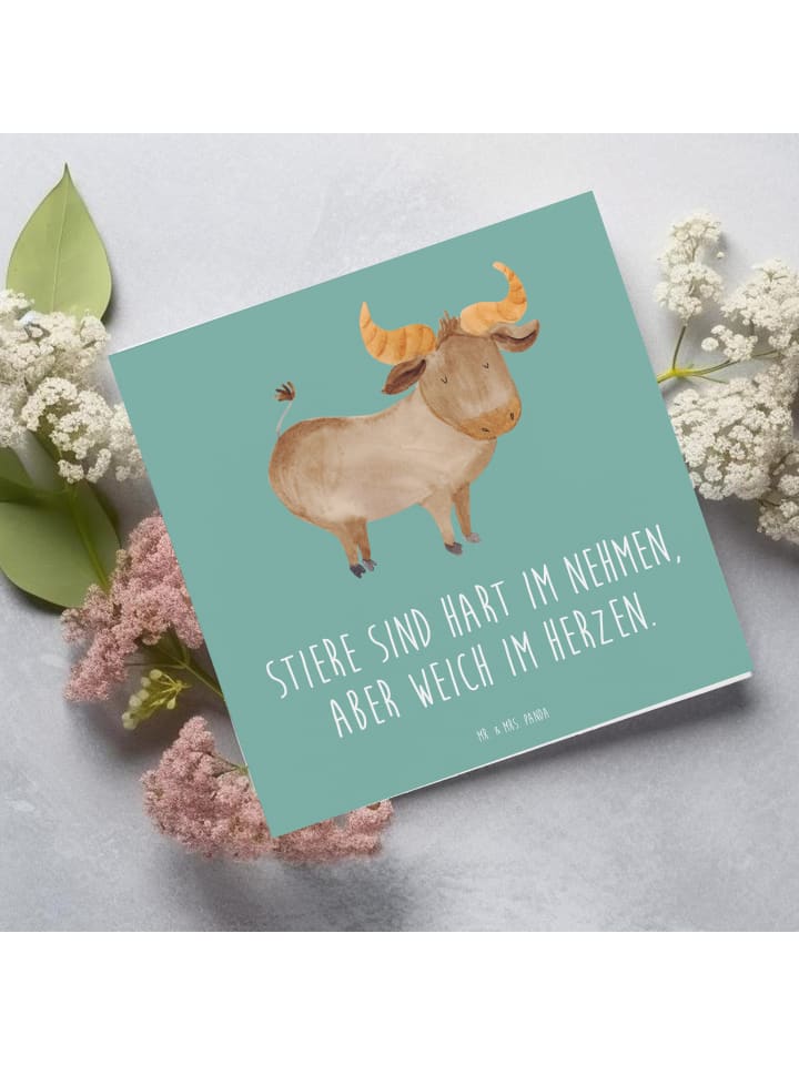 Mr. & Mrs. Panda Deluxe Karte Stier Herz mit Spruch in Meeresbrise günstig kaufen onesize