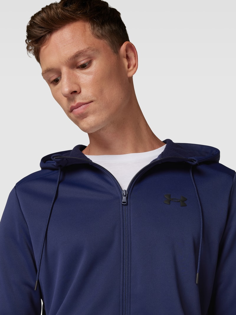 Sweatjacke mit Logo-Detail Modell 'Fleece' in marineblau