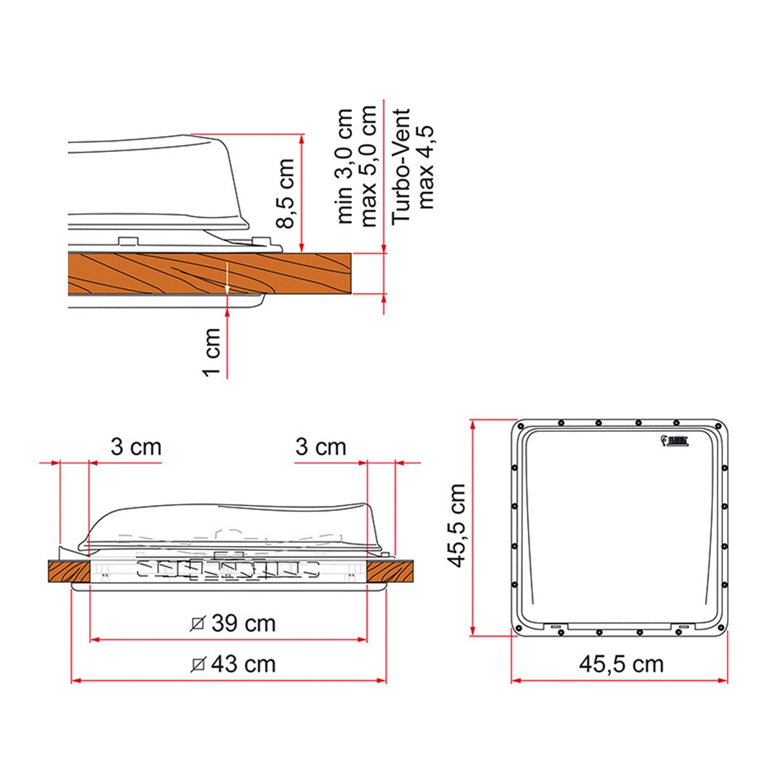 Fiamma Dachfenster 2x Dachfenster Fiamma Vent 40x40 cm Weiß Set