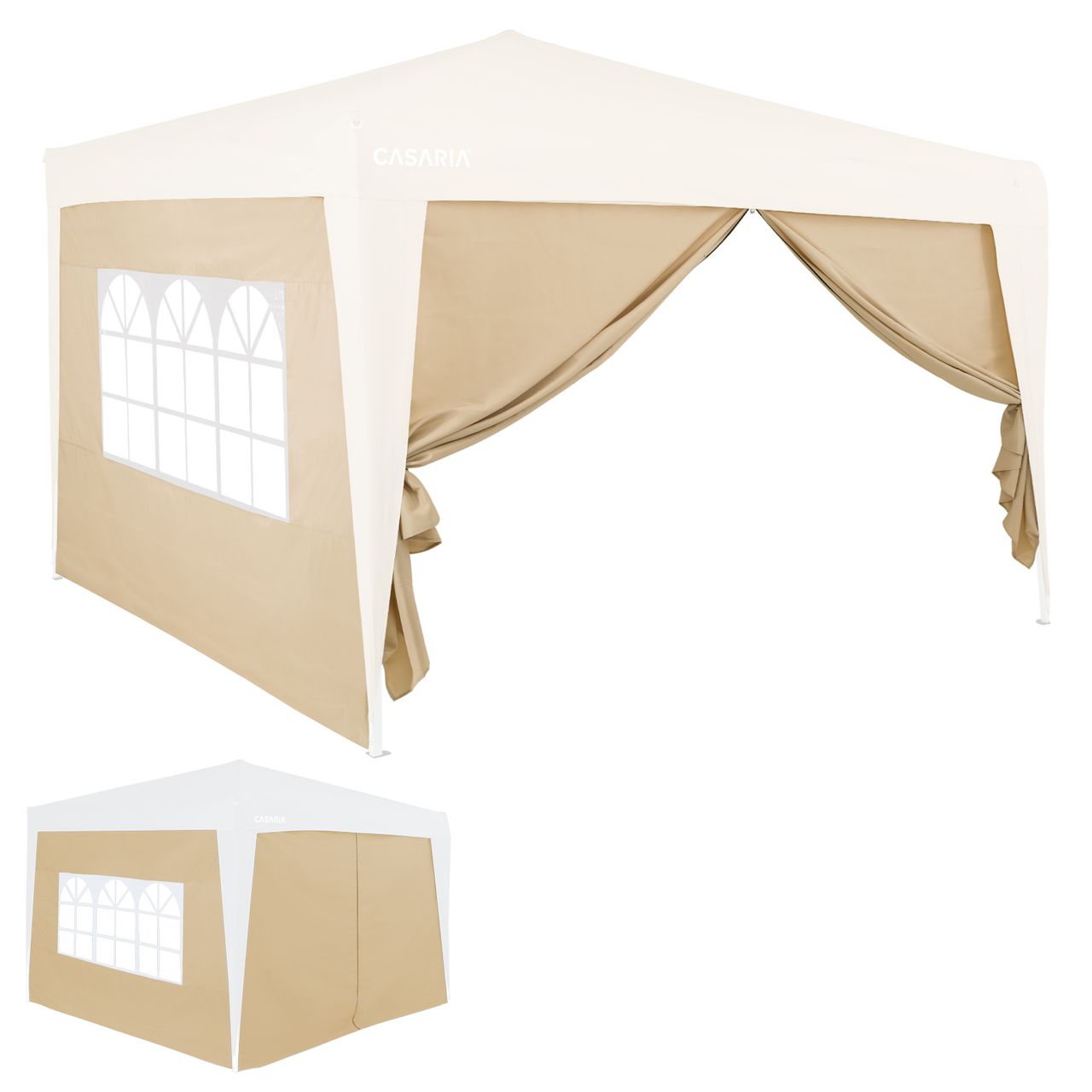 Casaria Seitenwände Faltpavillon 2er-Set Beige 3x2m
