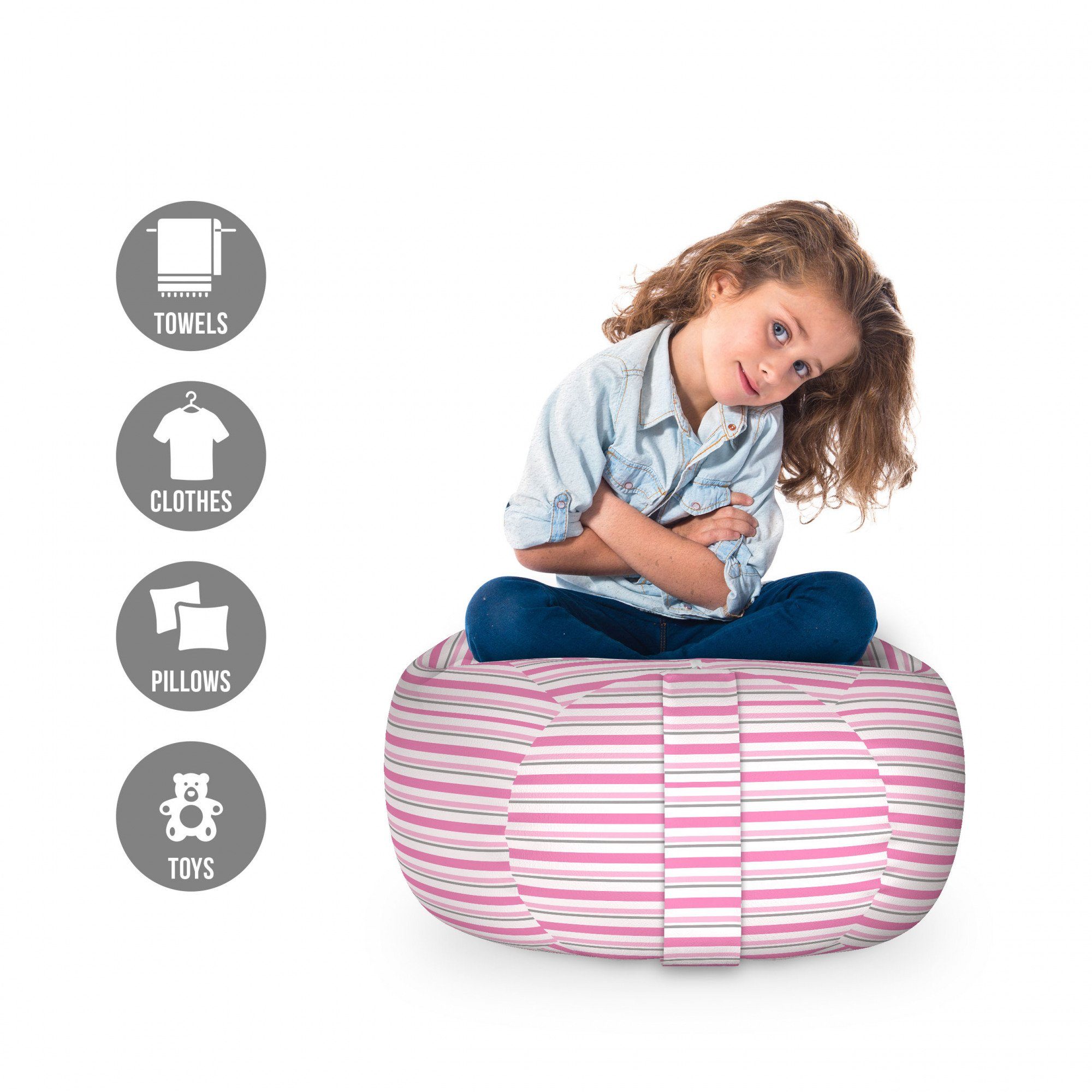 Abakuhaus Spielzeugtruhe Gefüllter Tier Organizer Waschbare Tasche für Kinder, Geometrisch Moderne gestreifte Kunst