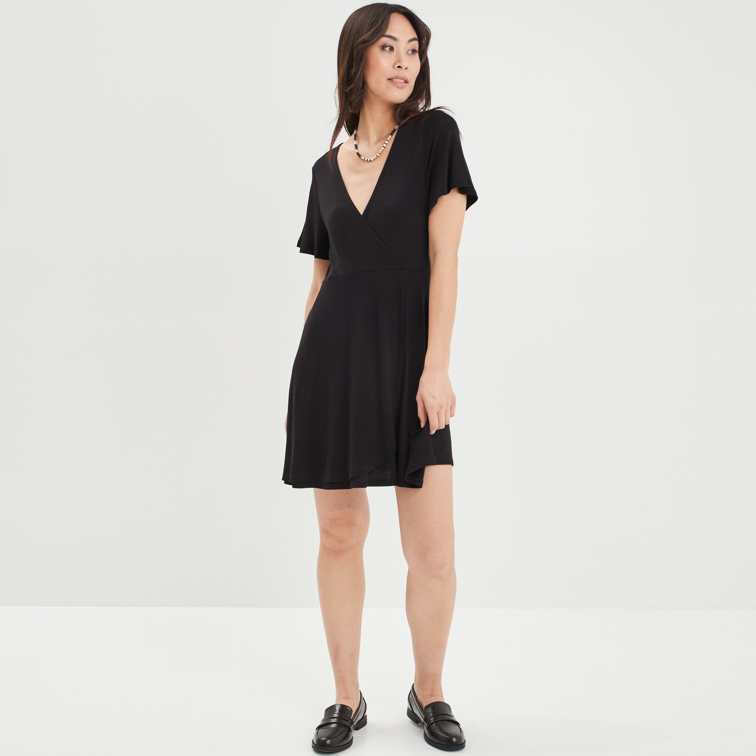 Robe patineuse manches courtes noir femme | La Halle