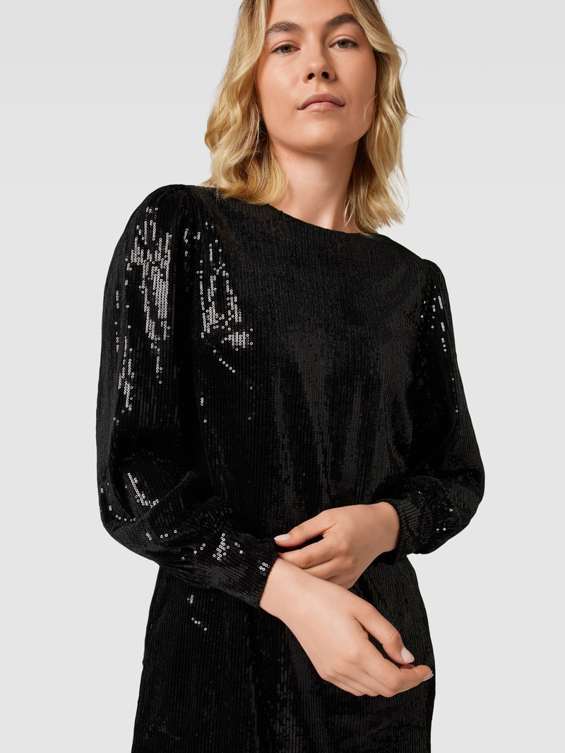 Minikleid mit Paillettenbesatz in schwarz