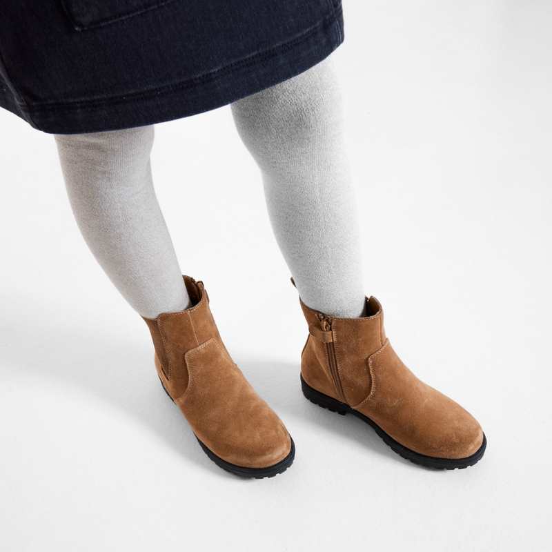 Boots chelsea à semelle crantée beige fille