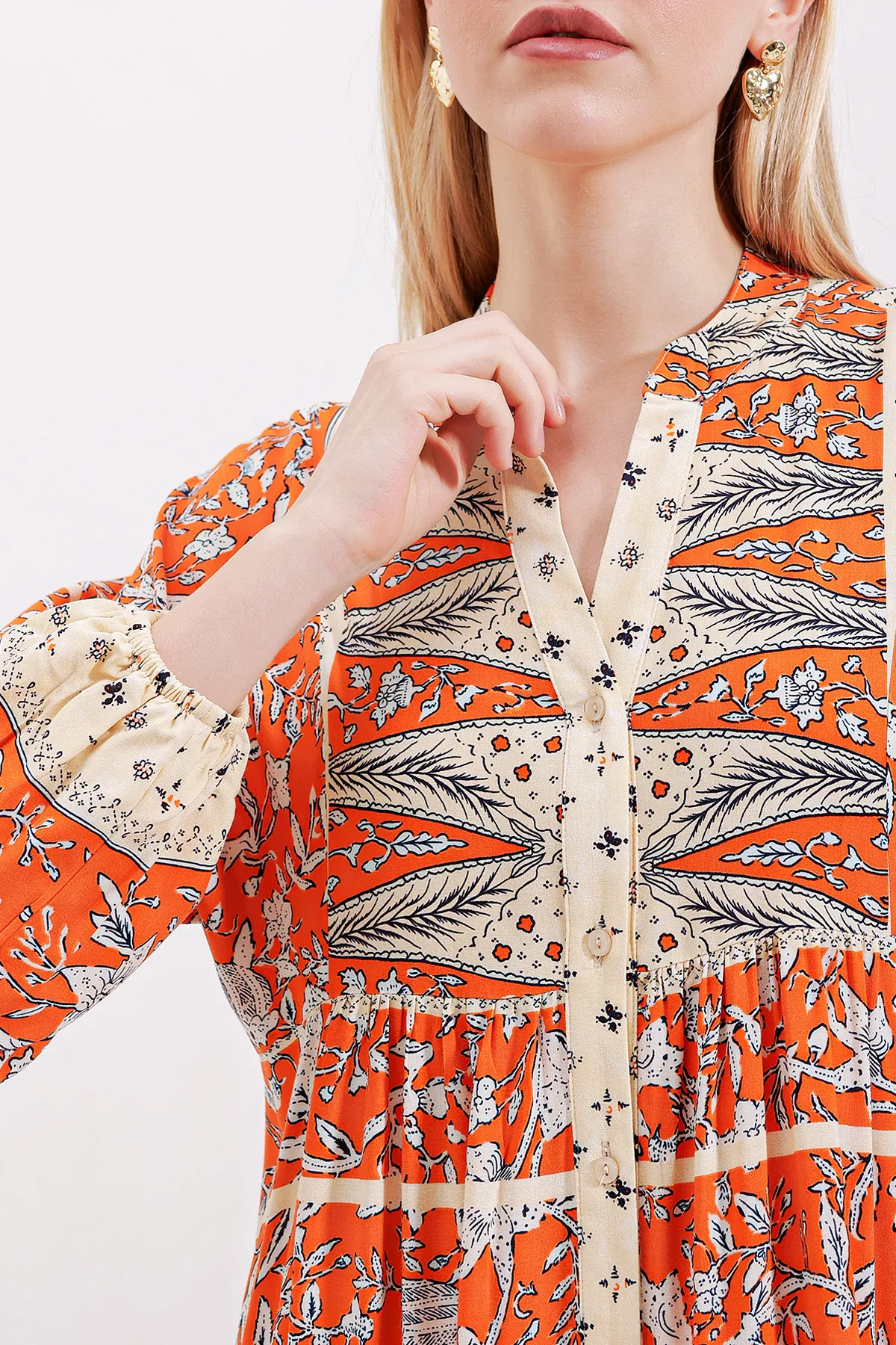 Bigdart  2423 Authentisches gemustertes Kleid - C. Orange