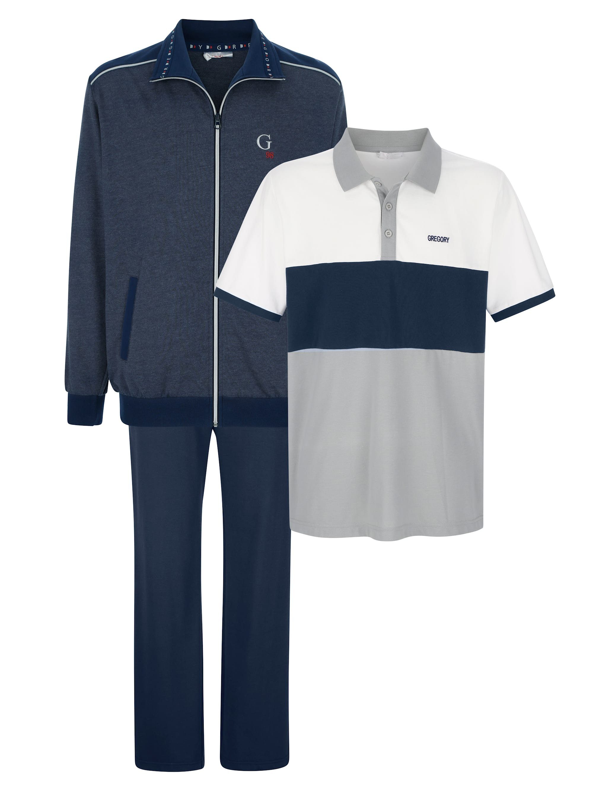 G GREGORY Freizeitanzug Freizeitanzug, 3tlg. (3-tlg), mit sportivem Poloshirt