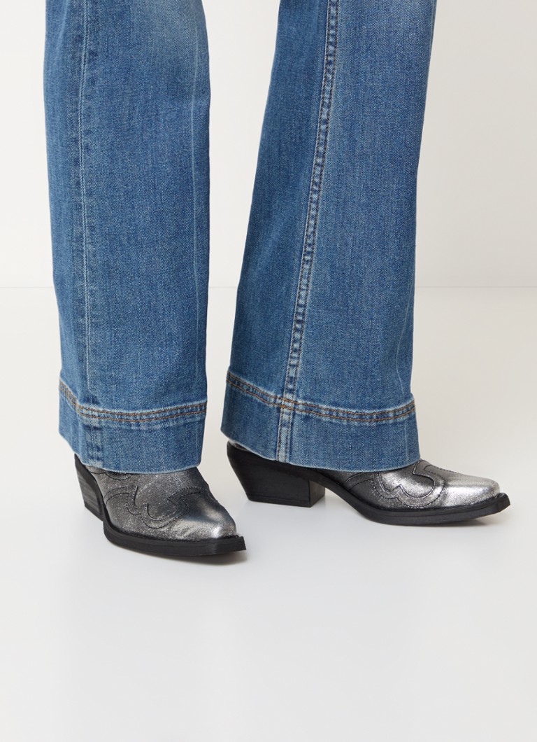 Ghete cowboy din piele Steve Madden Waynoa cu finisaj metalic
