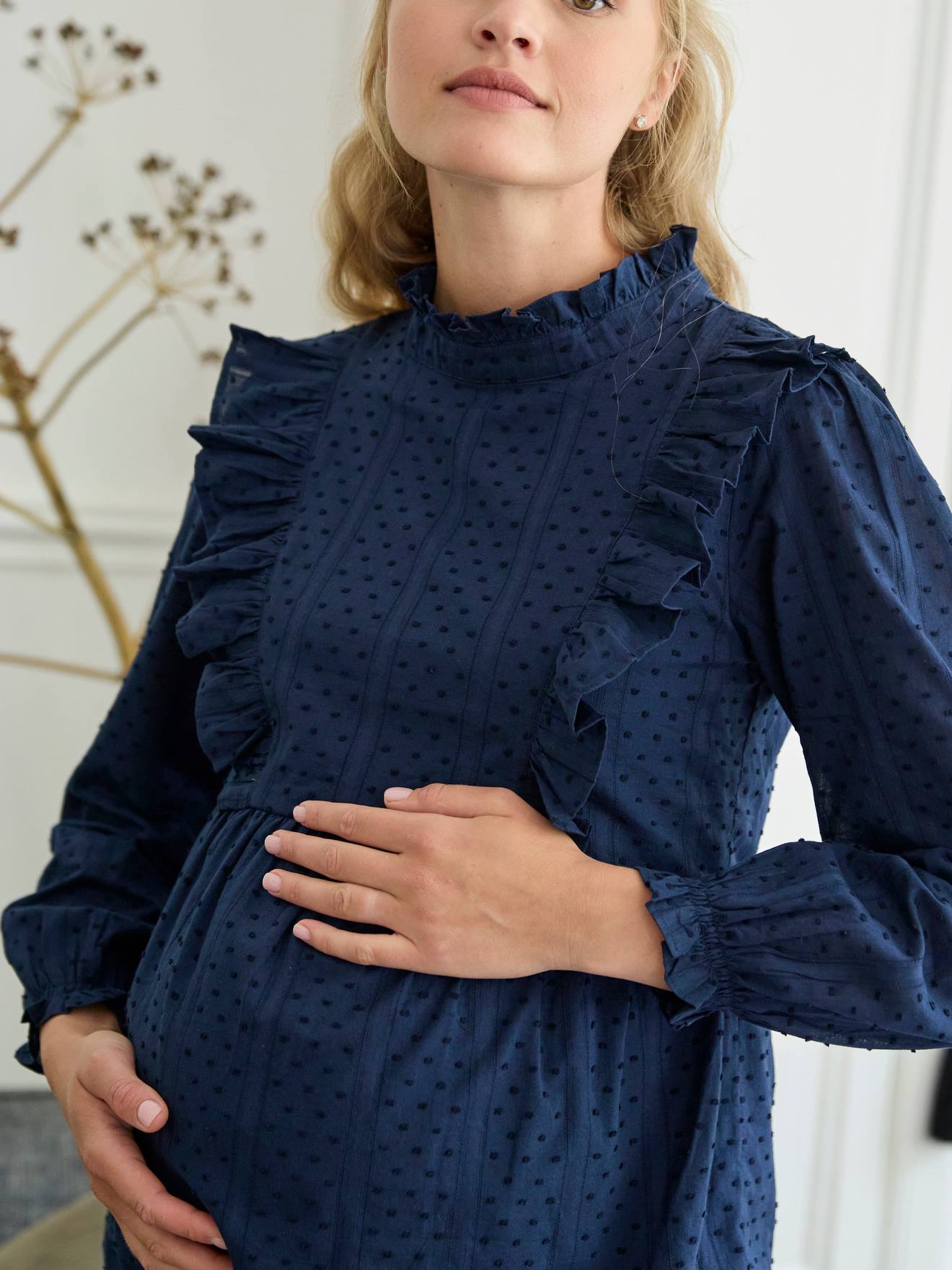 Vertbaudet Umstandsbluse mit Volants - marine