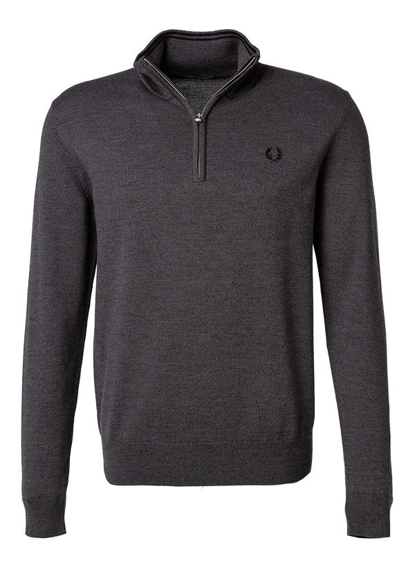 Fred Perry, Troyer, Wolle-Baumwolle, anthrazit meliert