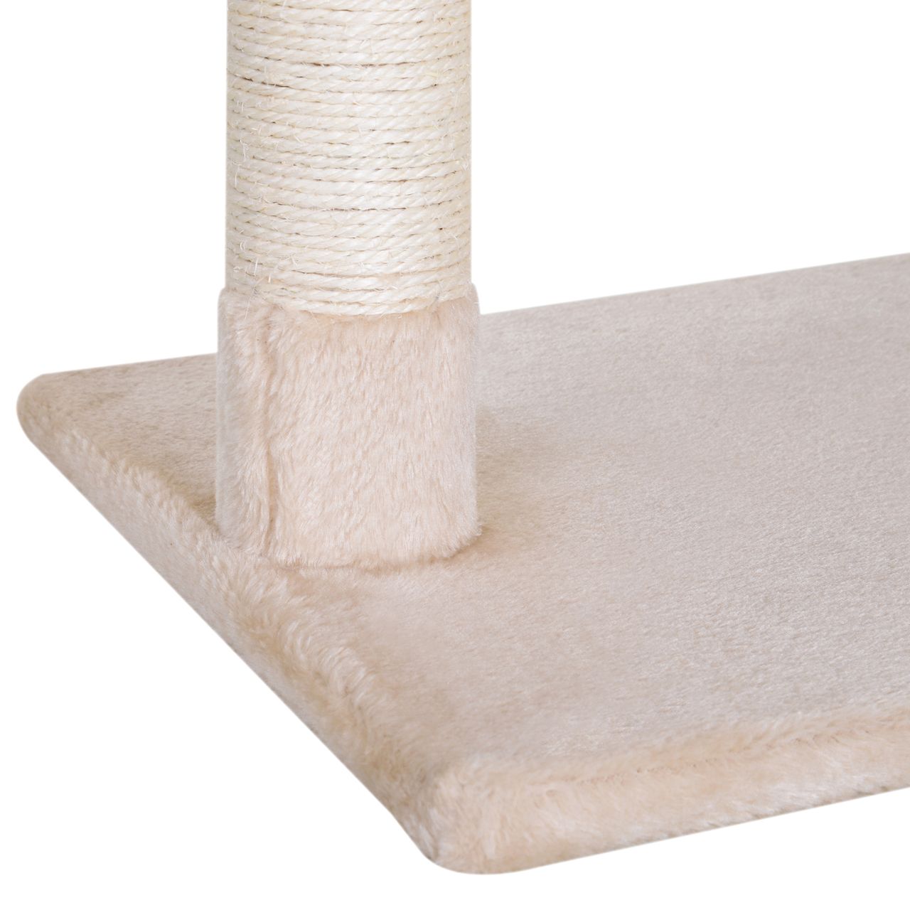 PawHut Kletterbaum Katzenbaum Kratzbaum mit Sisalsäule Plüsch-Hängematte Spanplatte Beige 50 x 36 x 70 cm
