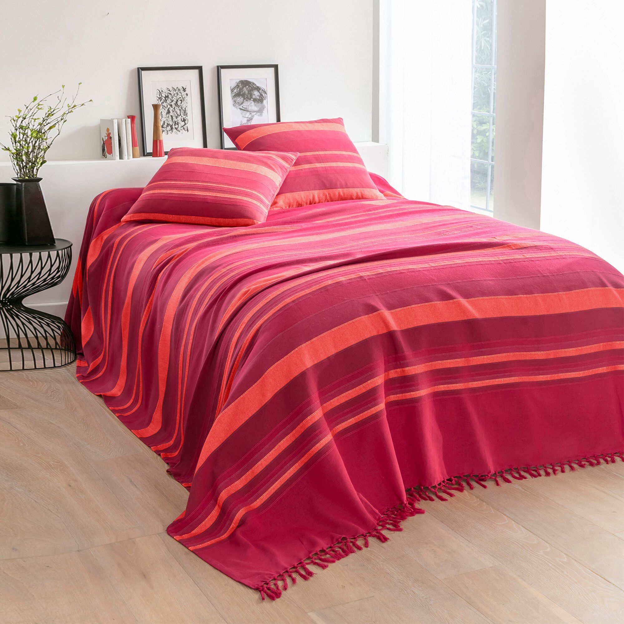 Plaid jeté multicolore coton tissage artisanal