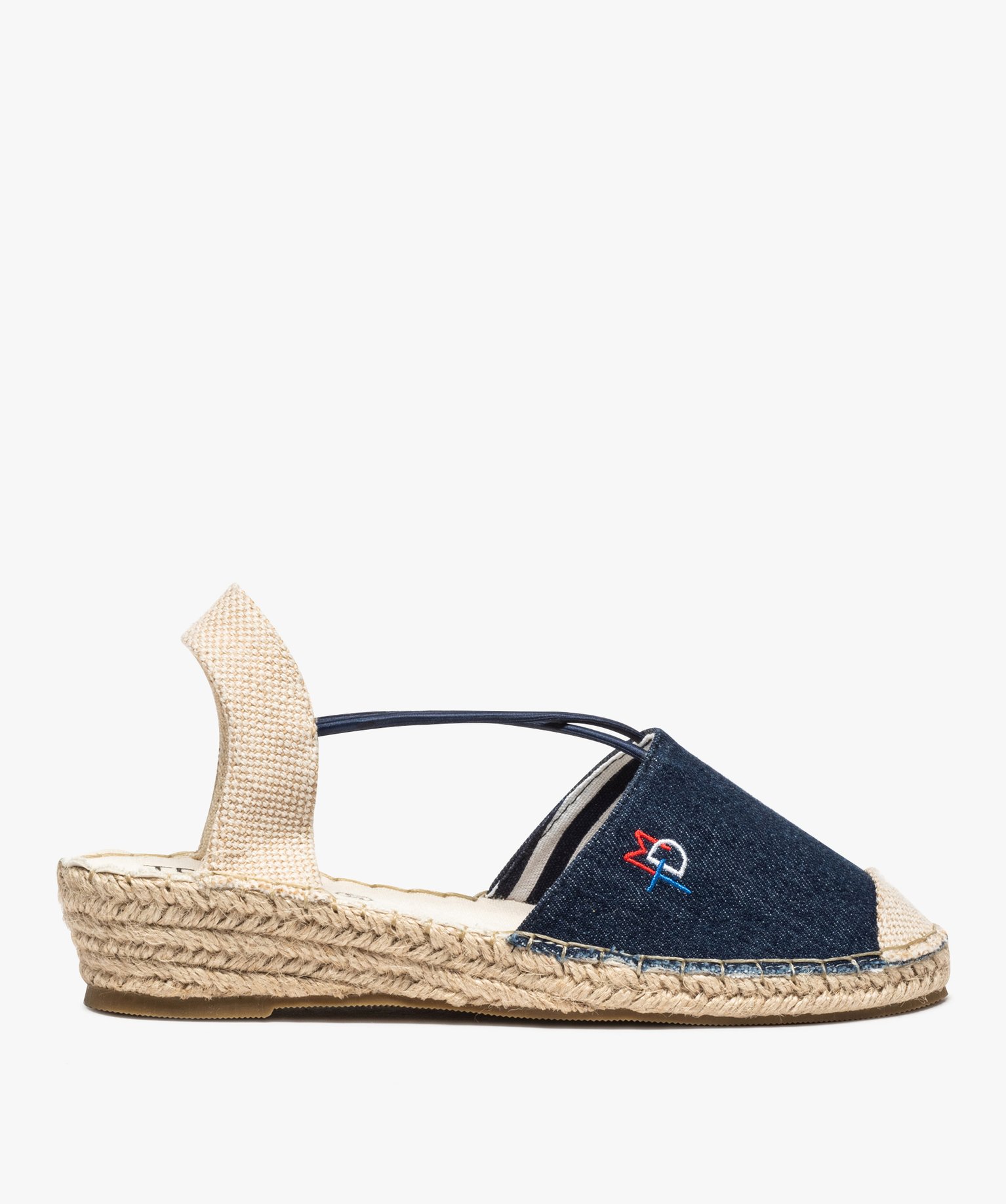 Sandales femme en toile à talon compensé – Terre de Marins bleu | GEMO