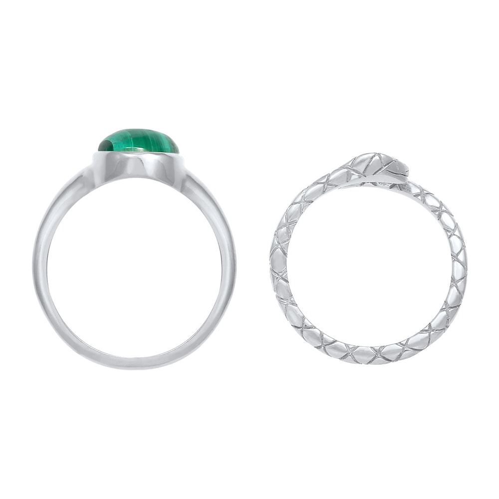 Elli PREMIUM Elli PREMIUM Bague Parure pour dames Bague Signet Malachite Serpent Trend Blogger Bague