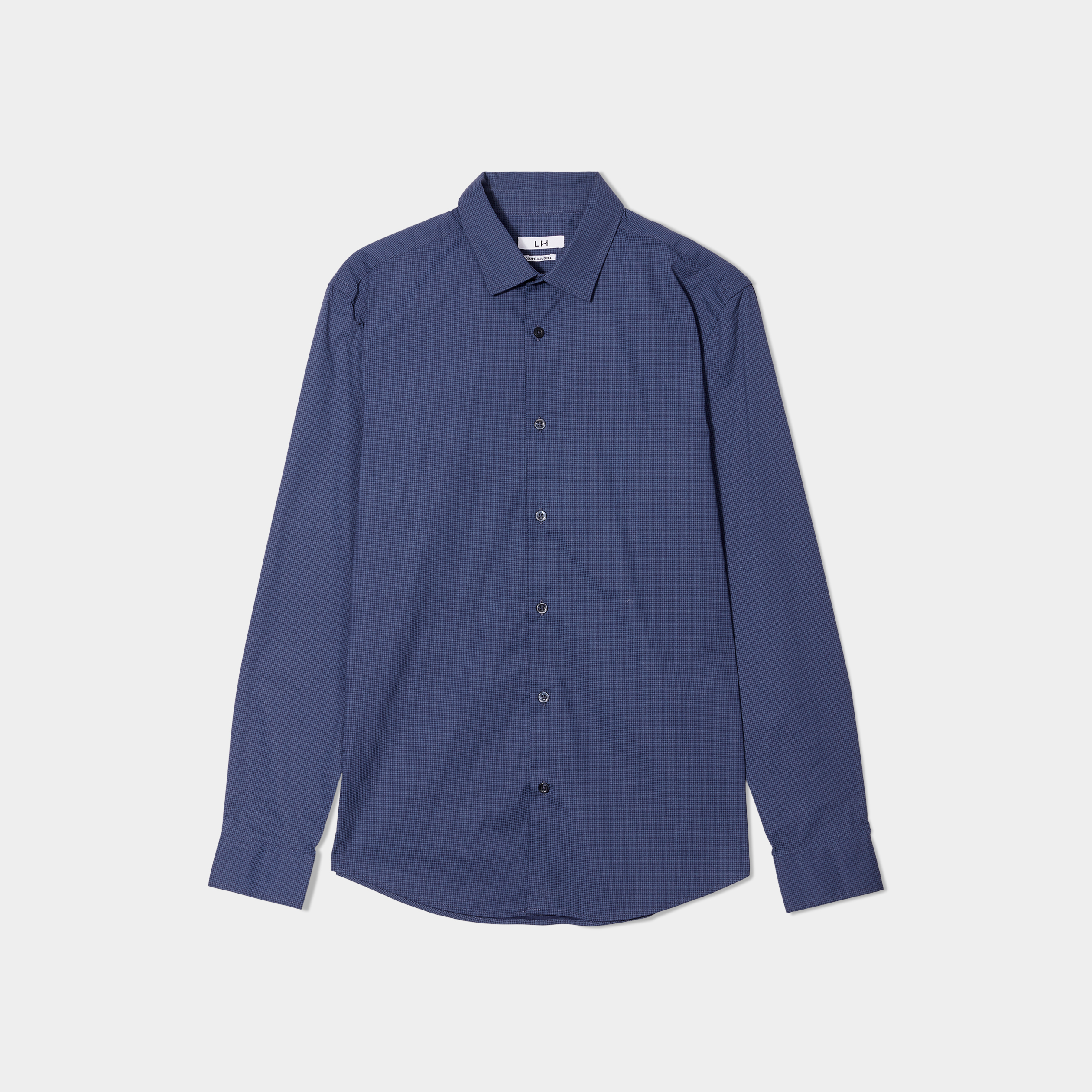Chemise ajustée col français bleu marine homme | La Halle