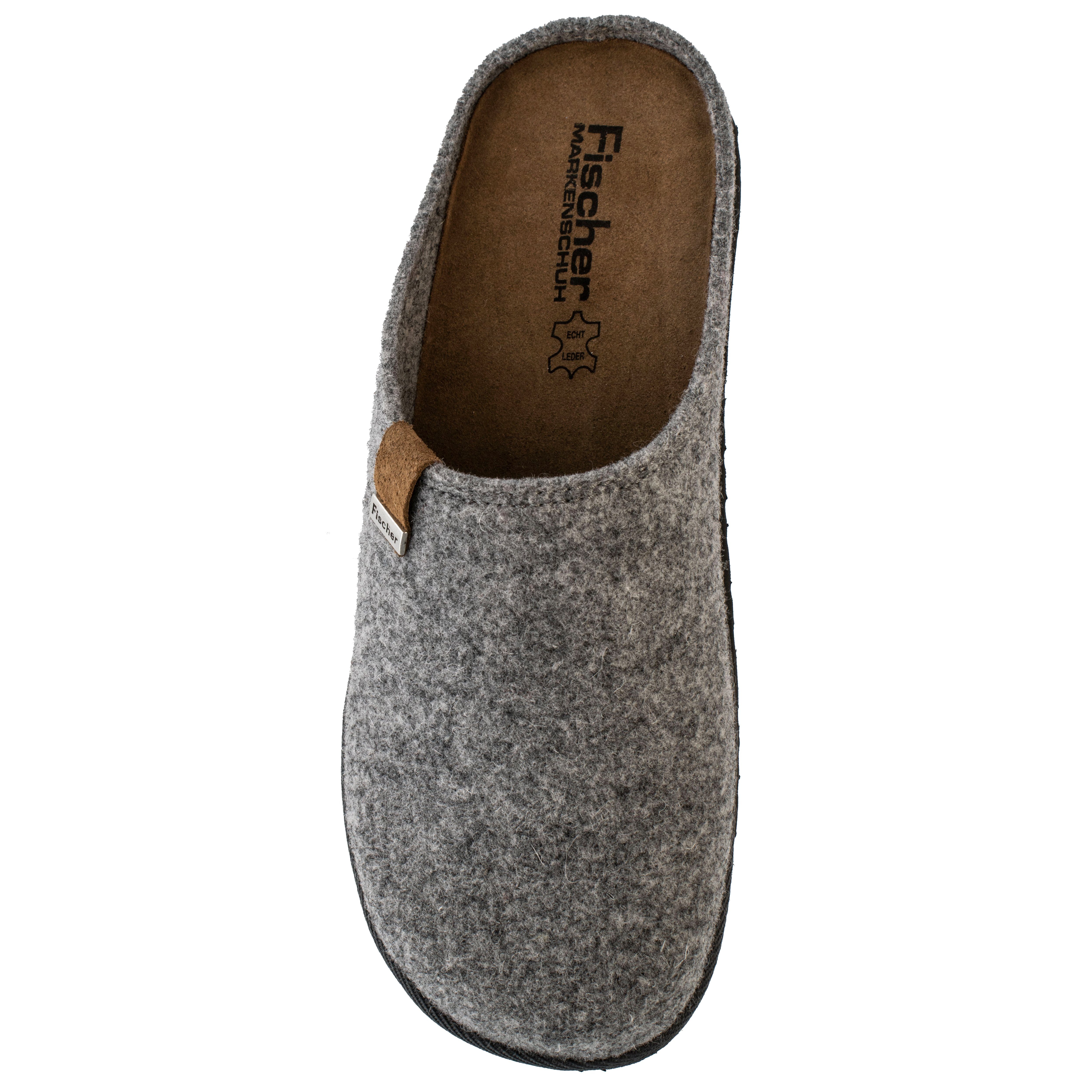 Fischer-Markenschuh Helge Pantoffel aus PET Upcycling Filz, Lederdecksohle herausnehmbar