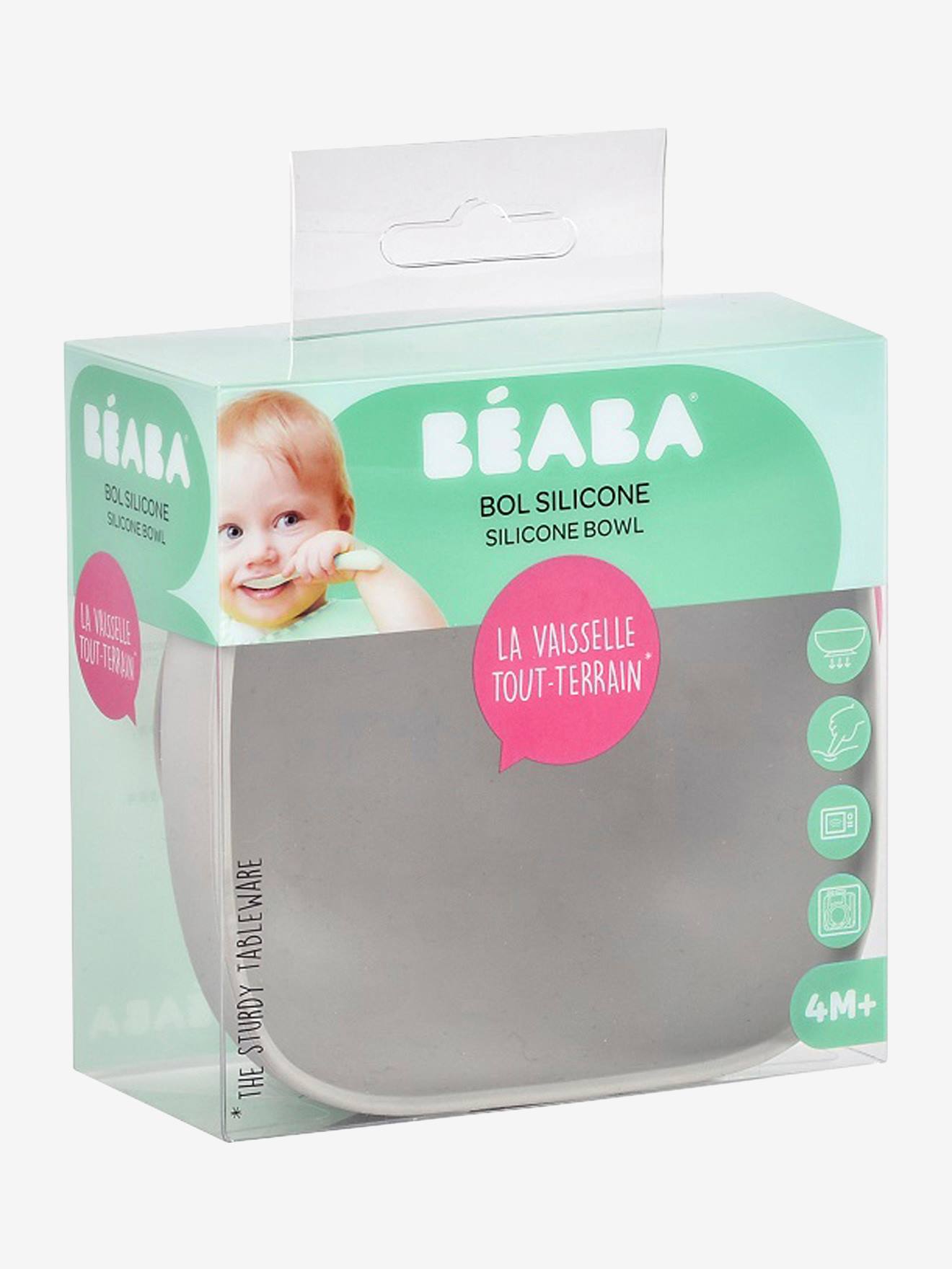 Bol en silicone avec ventouse BEABA gris