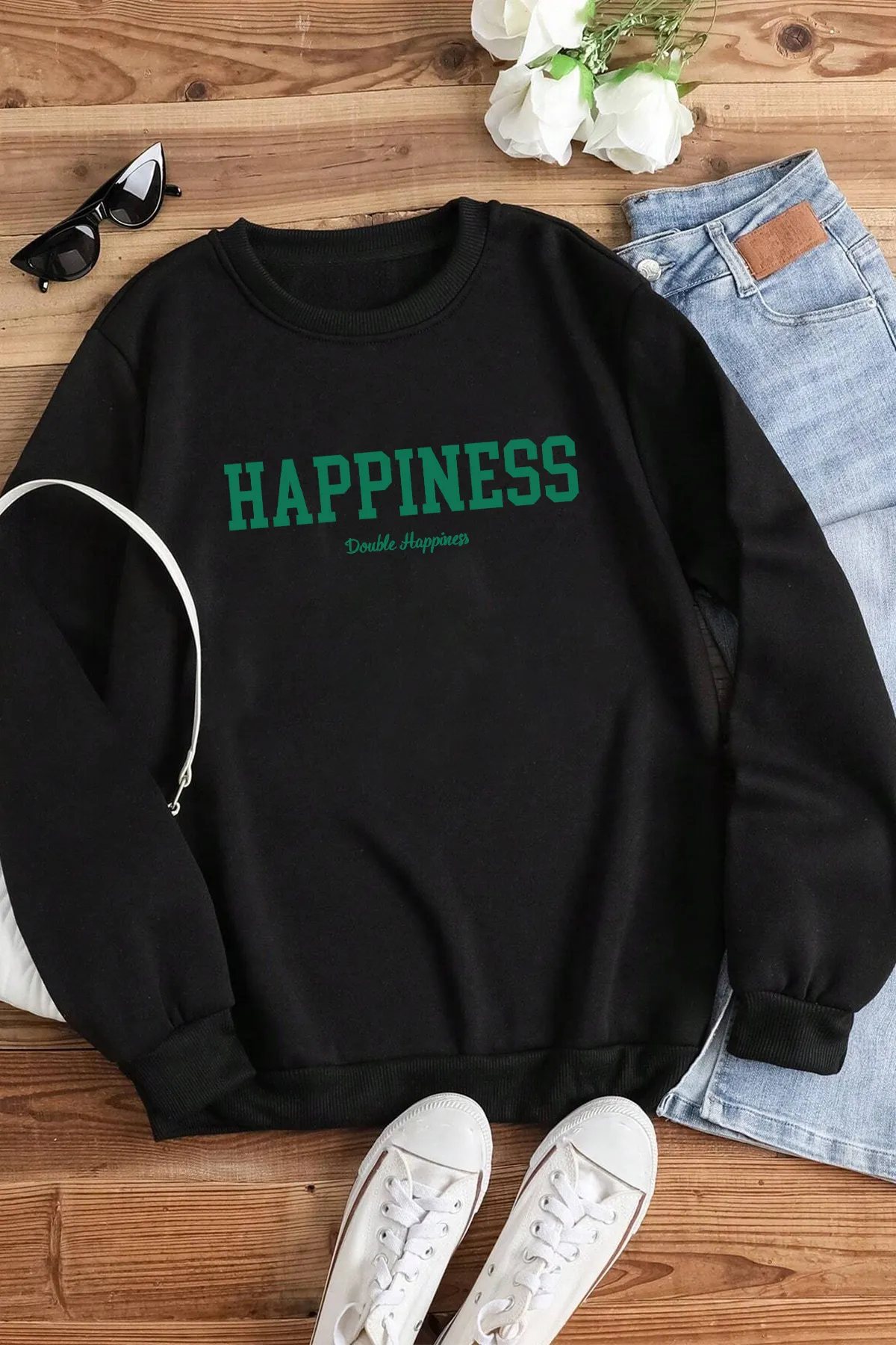 uyguntarz  Unisex-Sweatshirt mit Rundhalsausschnitt und süßem Katzenprint