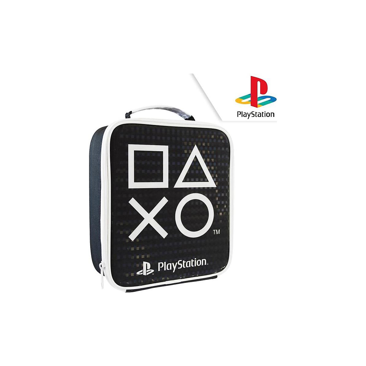 Aufbewahrungstasche Lunchbag Playstation schwarz, 20 x 23 x 8 cm, isoliert