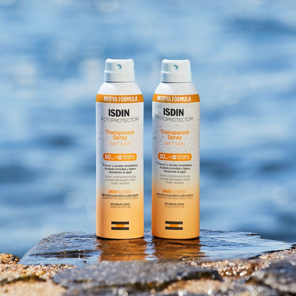 isdin Transparent Wet Skin Spray Spray Solaire Transparent SPF30