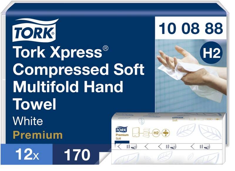 Tork Xpress - Premium Falthandtücher H2 M-falz Weiß 2-lagig 100888 12 Stück à 170 Blatt