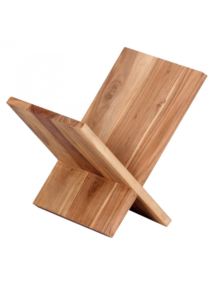 KADIMA DESIGN Zeitungsständer MUMBAI Massivholz X-Form 31 cm in Akazie günstig kaufen onesize