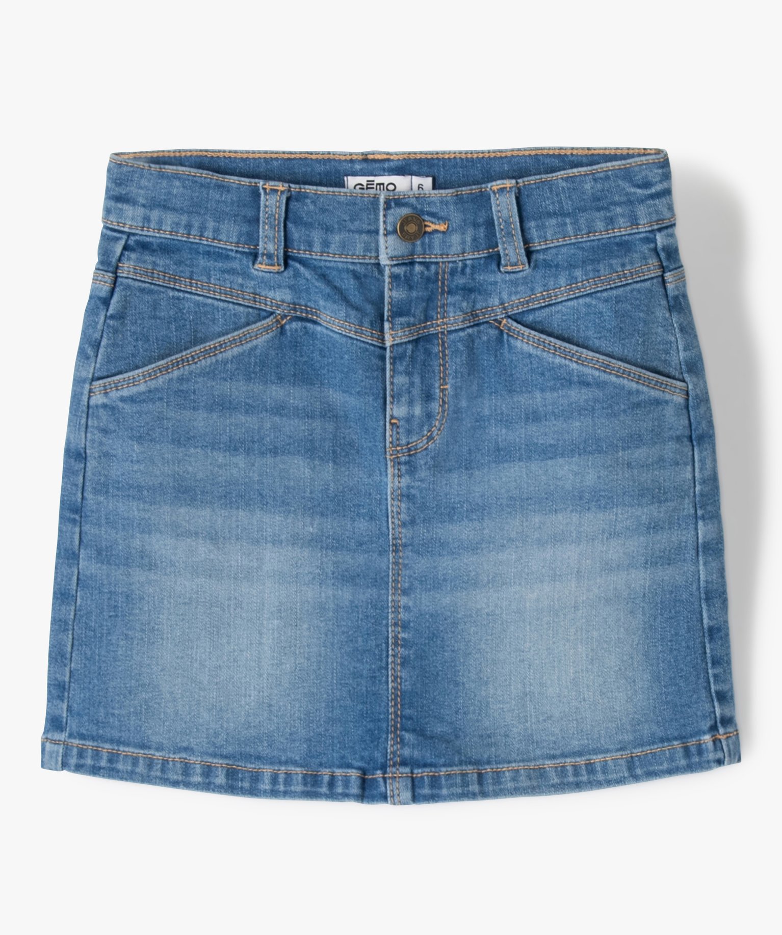 Jupe en jean fille avec jeu de surpiqres stone | GEMO