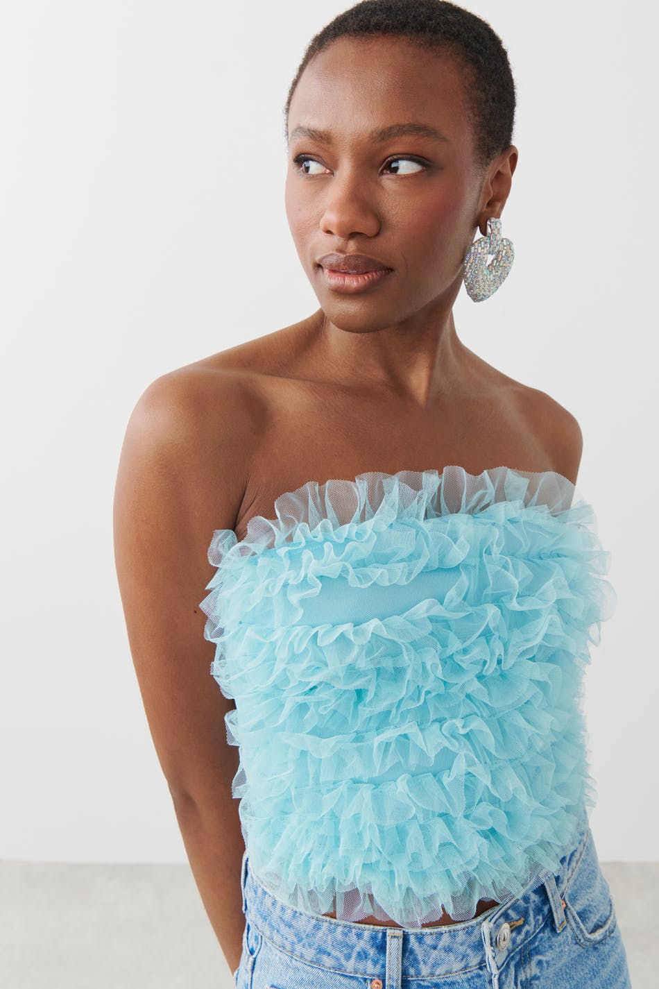 Allover frill tube top
