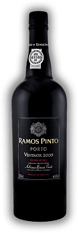 Ramos Pinto Vintage 2000 Ramos Pinto Vintage 2000 Elegant, schwer und voller Fruchtaromen klingt er mit samtig warmem Finale aus. Jahrgang 2000 - 0,75	 Liter - Vol 20%