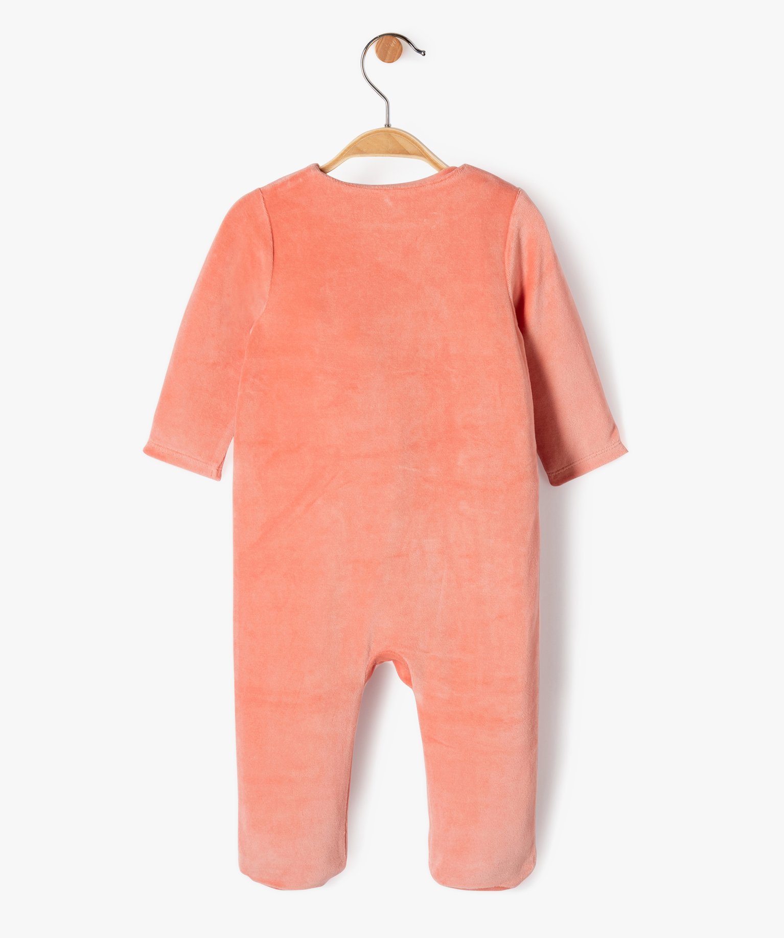 Pyjama bébé fille en velours avec fermeture froncée devant orange | GEMO