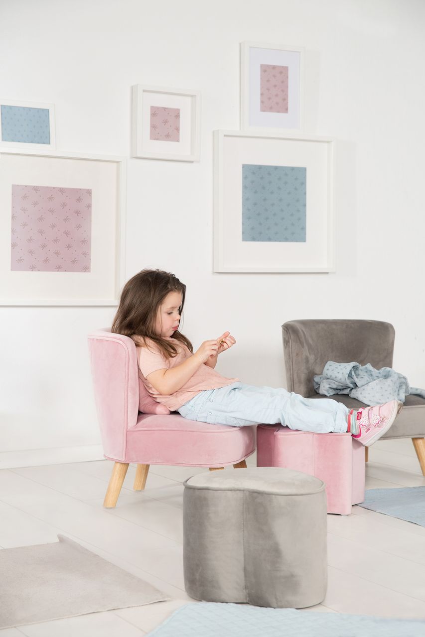 Roba Kindersofa „Lil Sofa“, bequeme Kindercouch mit stabilen Holzfüßen und Samtstoff in Mauve