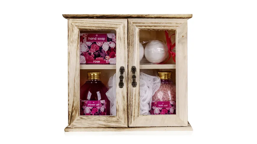 Accentra Rose im kleinen Holzschrank Geschenkpackung