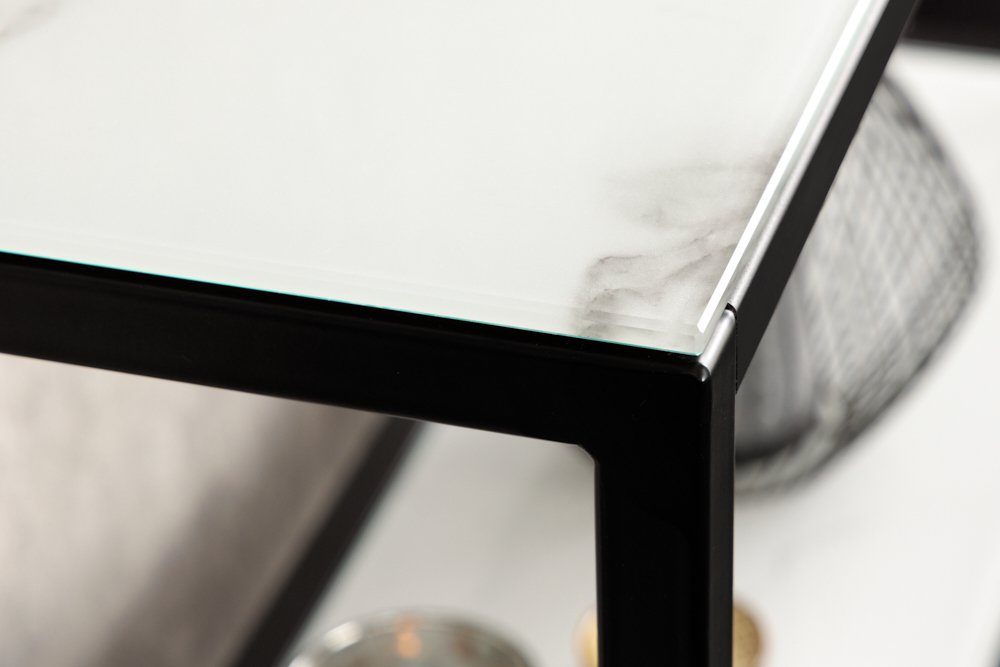 riess-ambiente Konsolentisch BOUTIQUE 81cm weiß / schwarz (1-St), Flur · Kristallglas · Metall · eckig · Marmor-Dekor · Barock