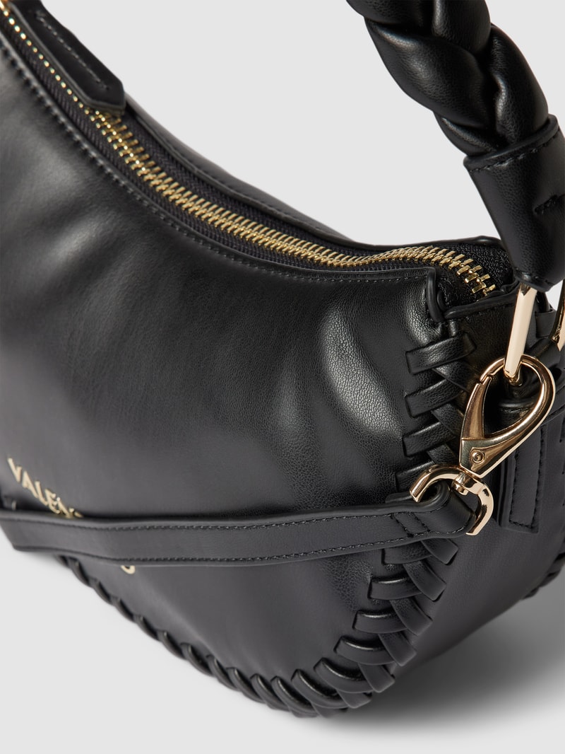 Shoulder Bag mit Flecht-Details Modell 'VARSAVIA' in schwarz