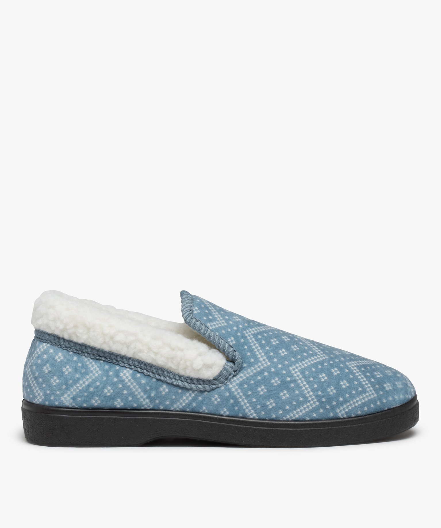 Pantoufles femme à doublure fourrée en sherpa bleu | GEMO