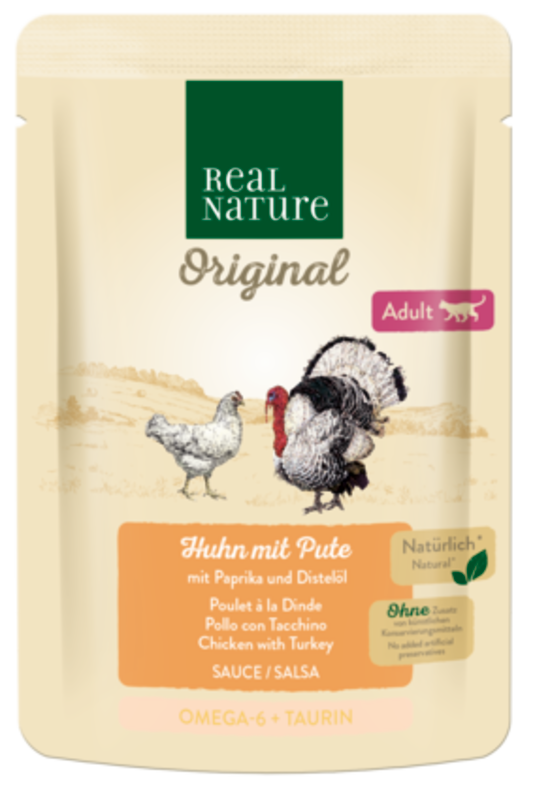 REAL NATURE Nassfutter REAL NATURE Original Adult 12x85g Huhn mit Pute, in Sauce