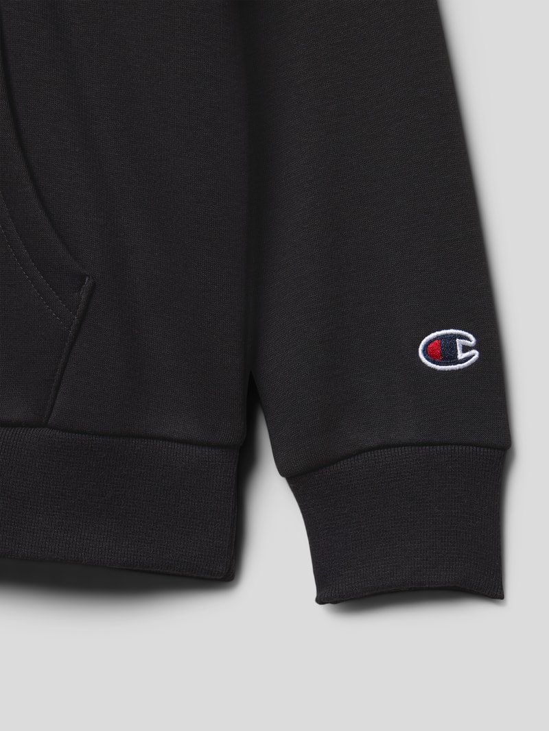 Hoodie mit Label-Stitching Modell 'Rochester' in schwarz
