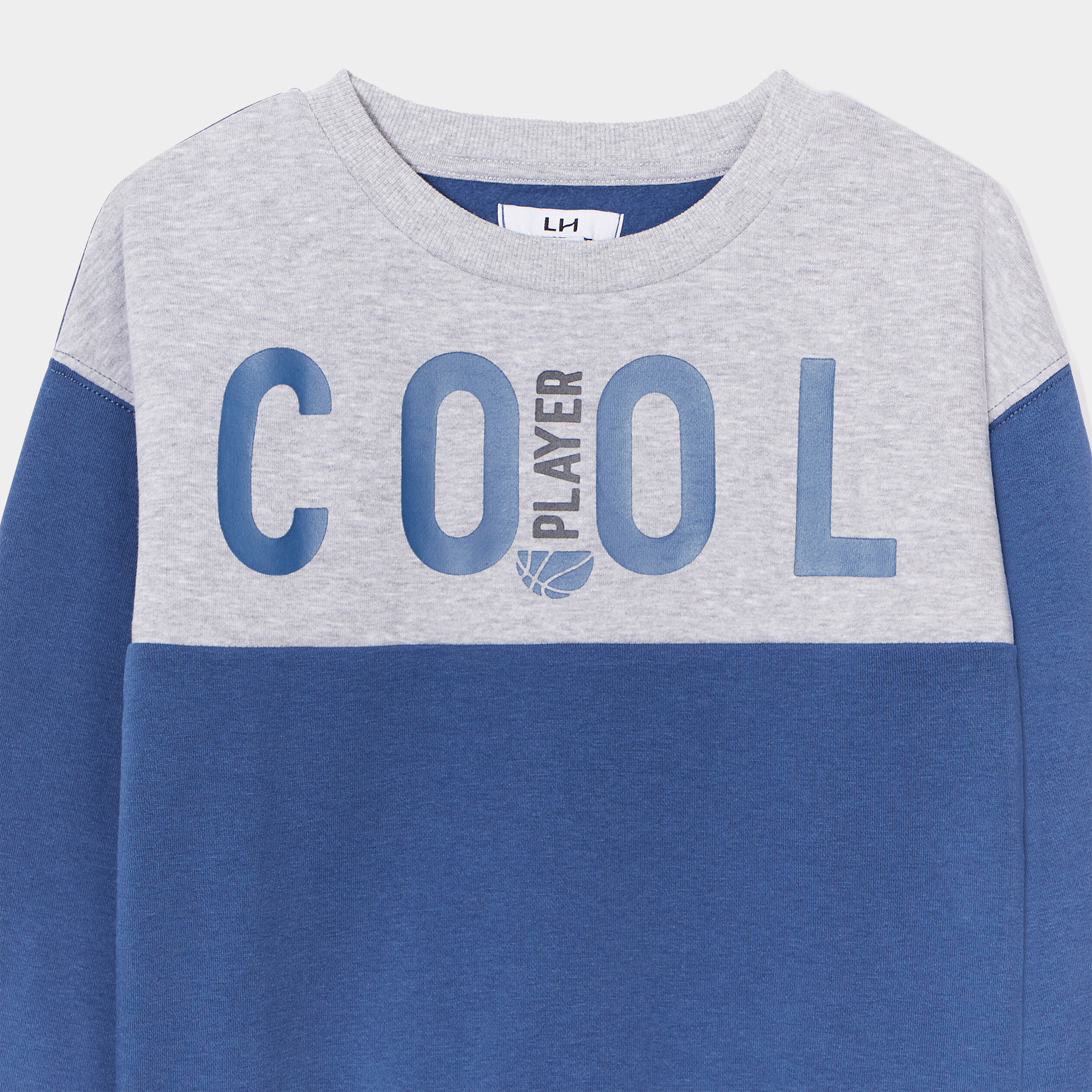 Sweat print col rond manches longues bleu foncé garçon | La Halle