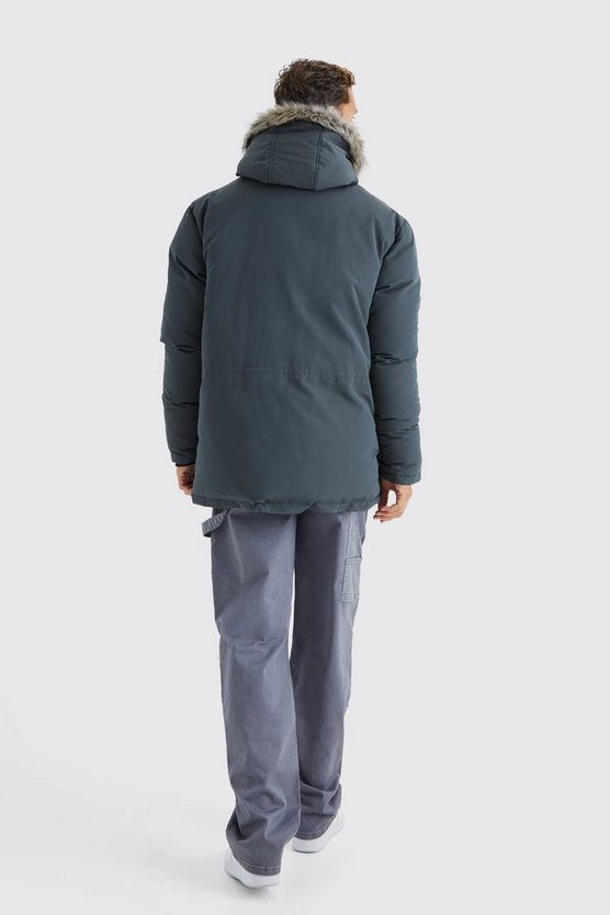 Tall Parka mit Kapuze und Fell-Detail