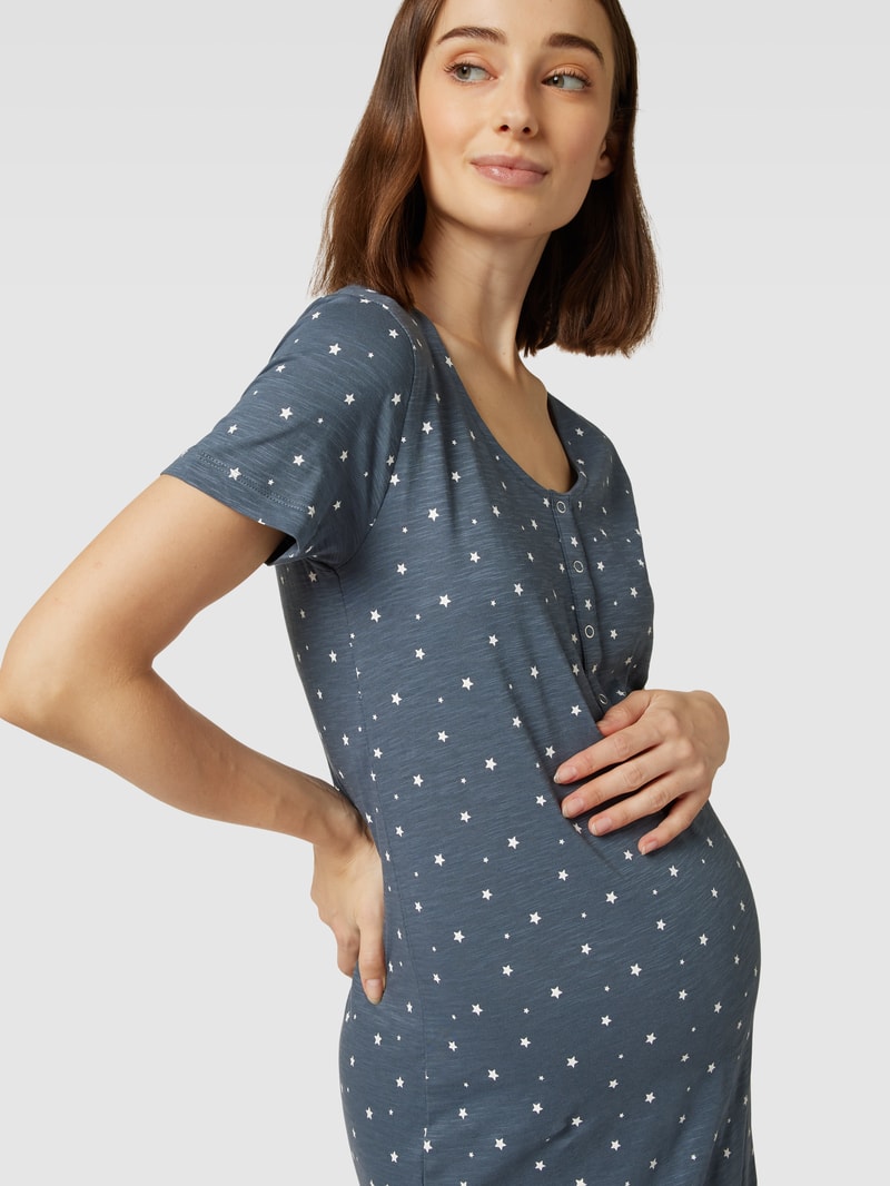 Knielanges Umstands-Kleid mit Motiv-Print Modell 'mira lea star' in bleu