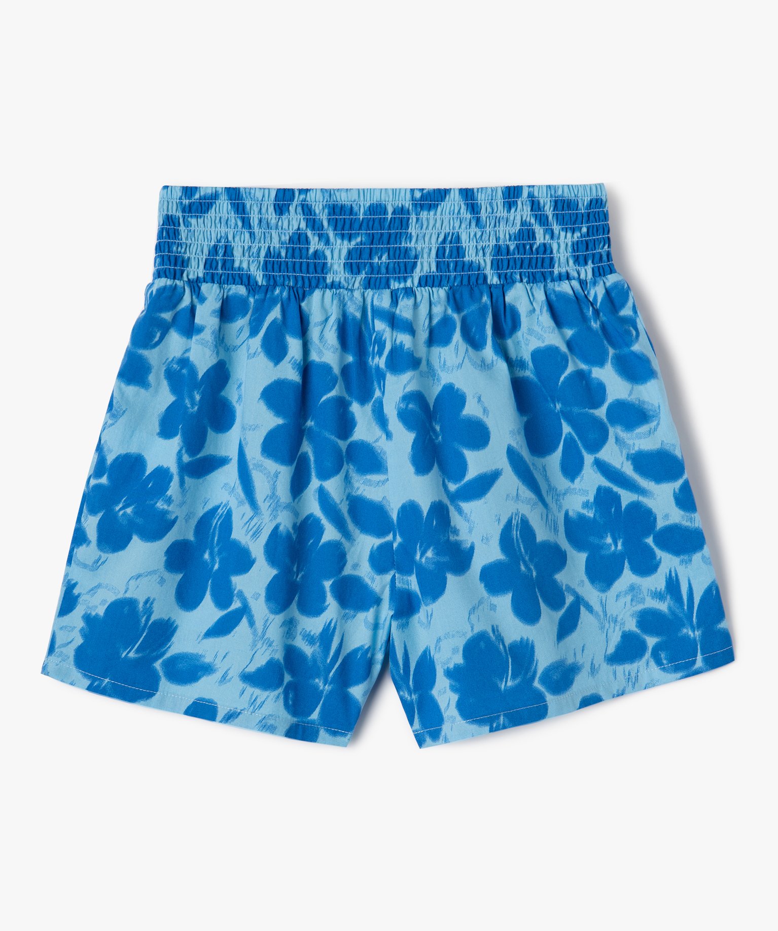 Short fille avec ceinture smockée bleu | GEMO